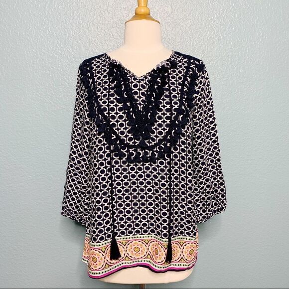 Crown & Ivy Tassel Crochet Trim Blouse - Picture 2 of 8